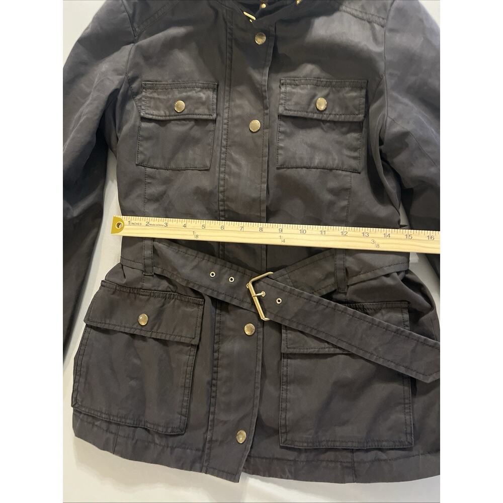 Womens Banana Republic Waxed Field Jacket Black Belted Flannel Lined Small S - Picture 5 of 9